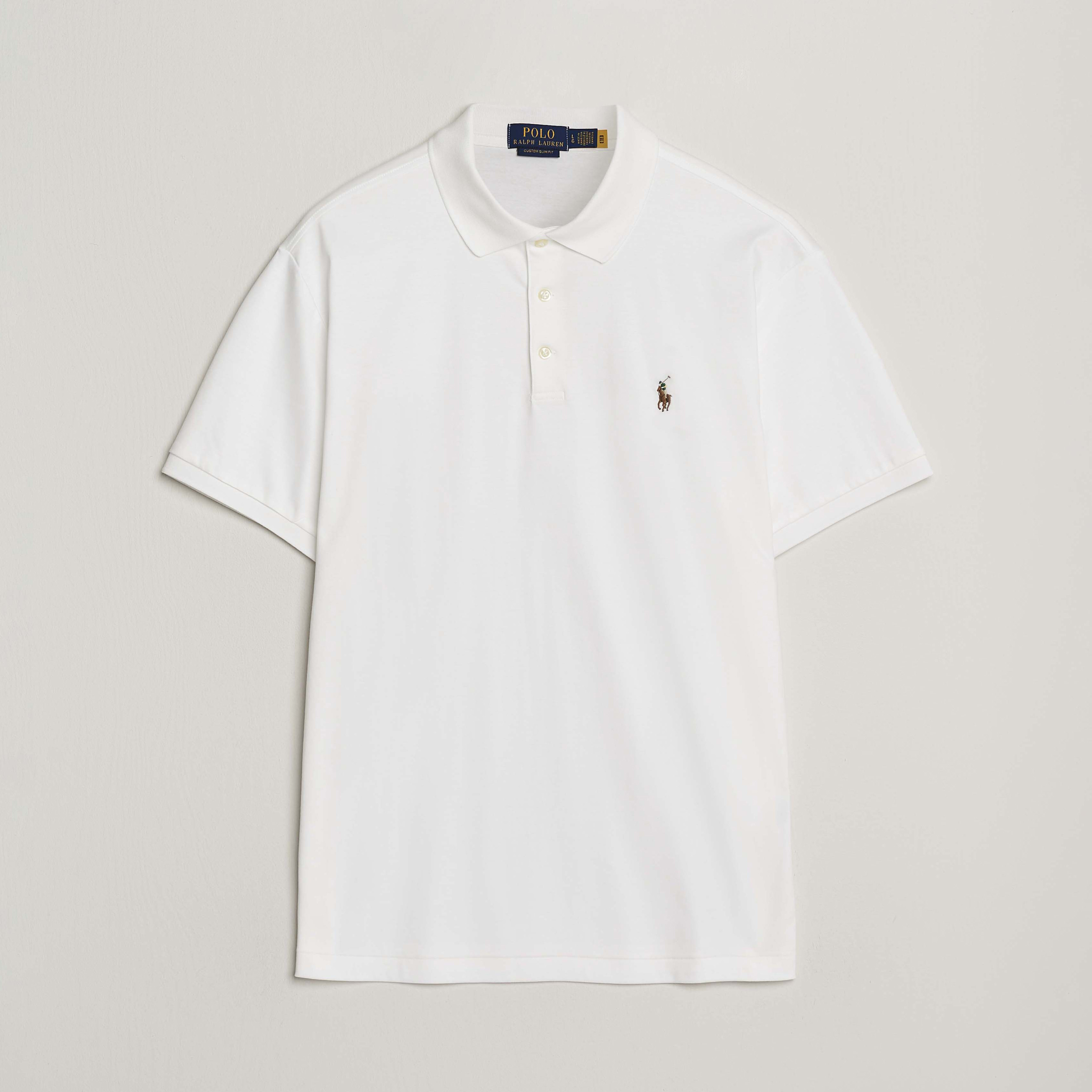 Polo Ralph Lauren Custom Slim Fit Cotton Polo White at CareOfCarl.com