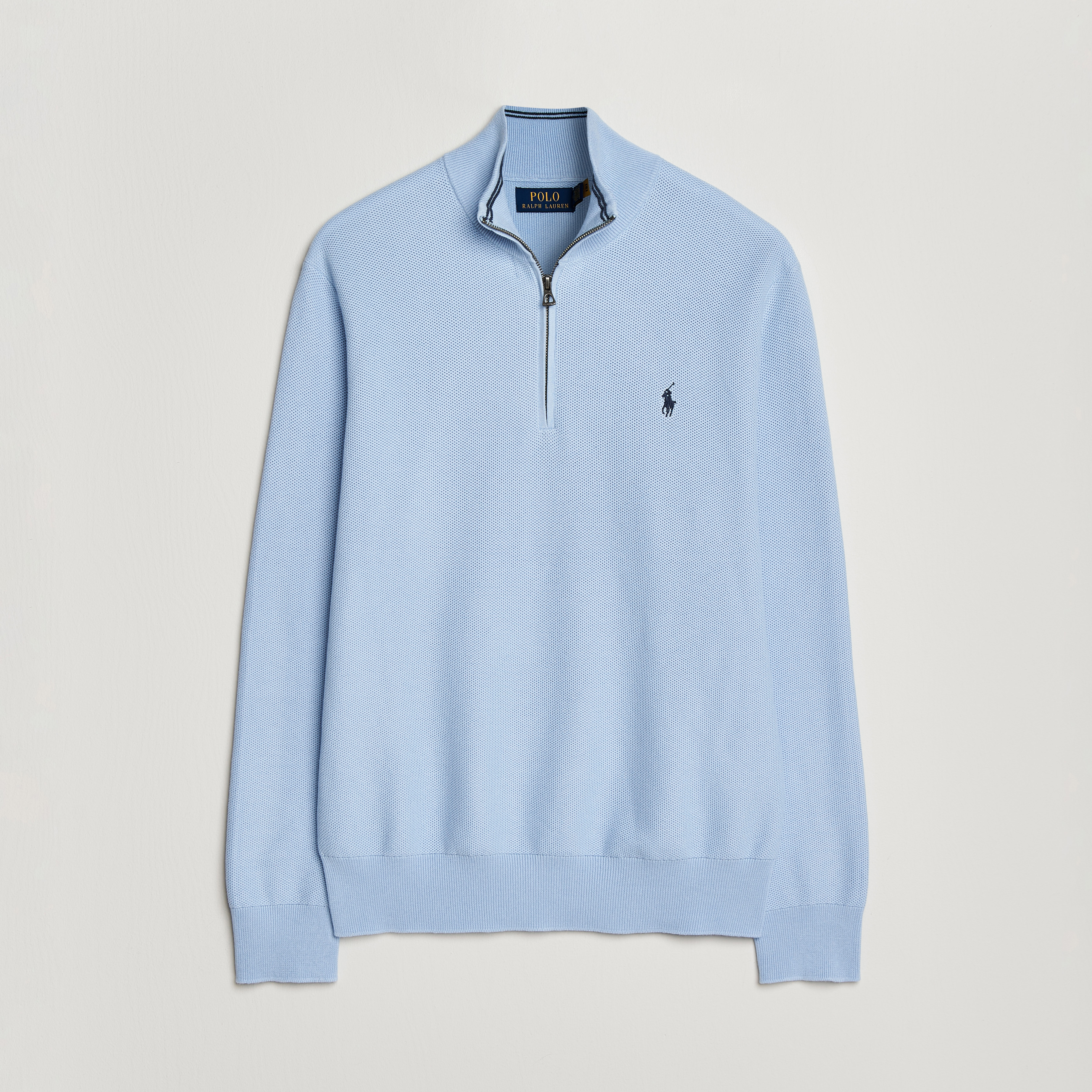 Polo Ralph Lauren Textured Half Zip Office Blue at CareOfCarl.com