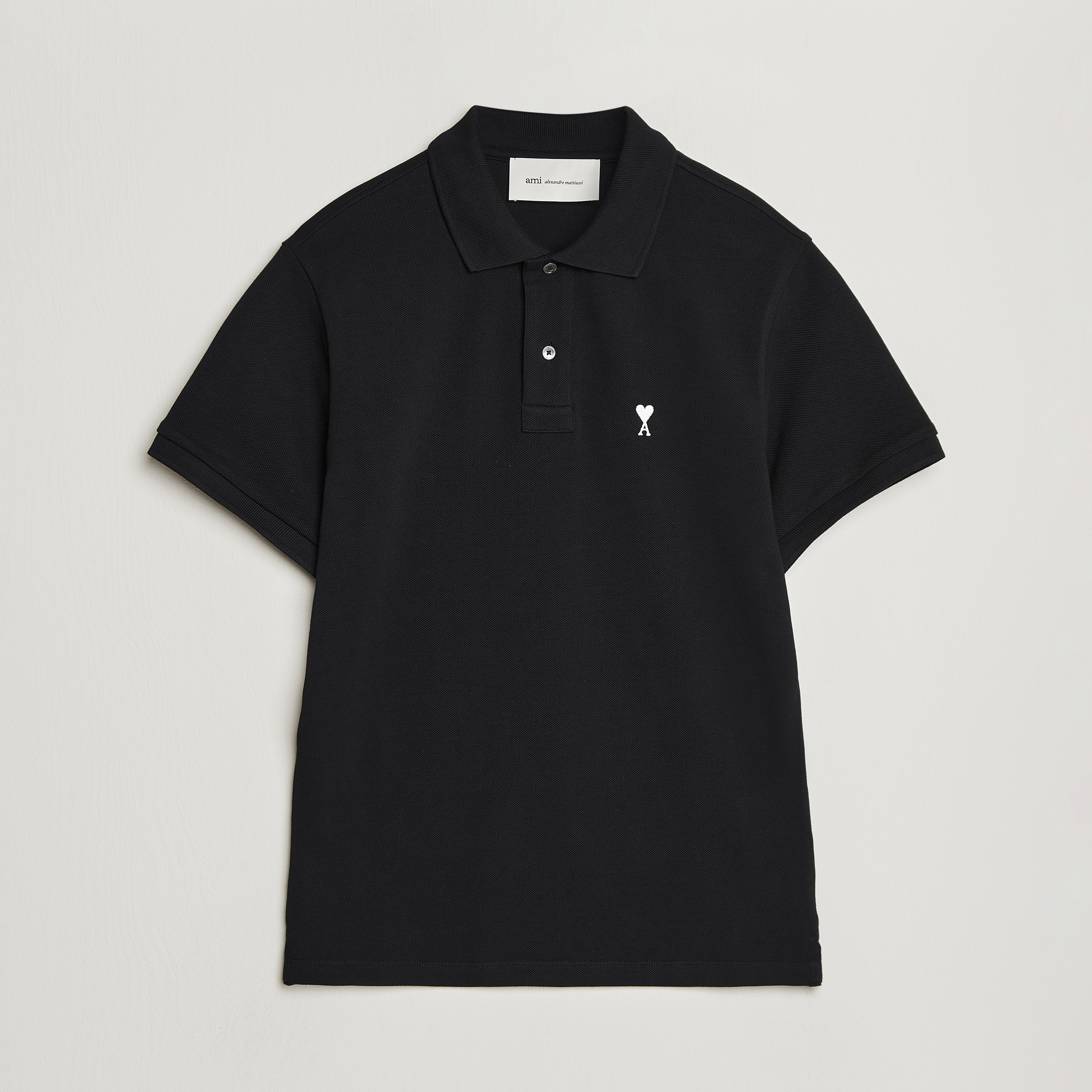 AMI Contrast Heart Logo Polo Black at CareOfCarl.com