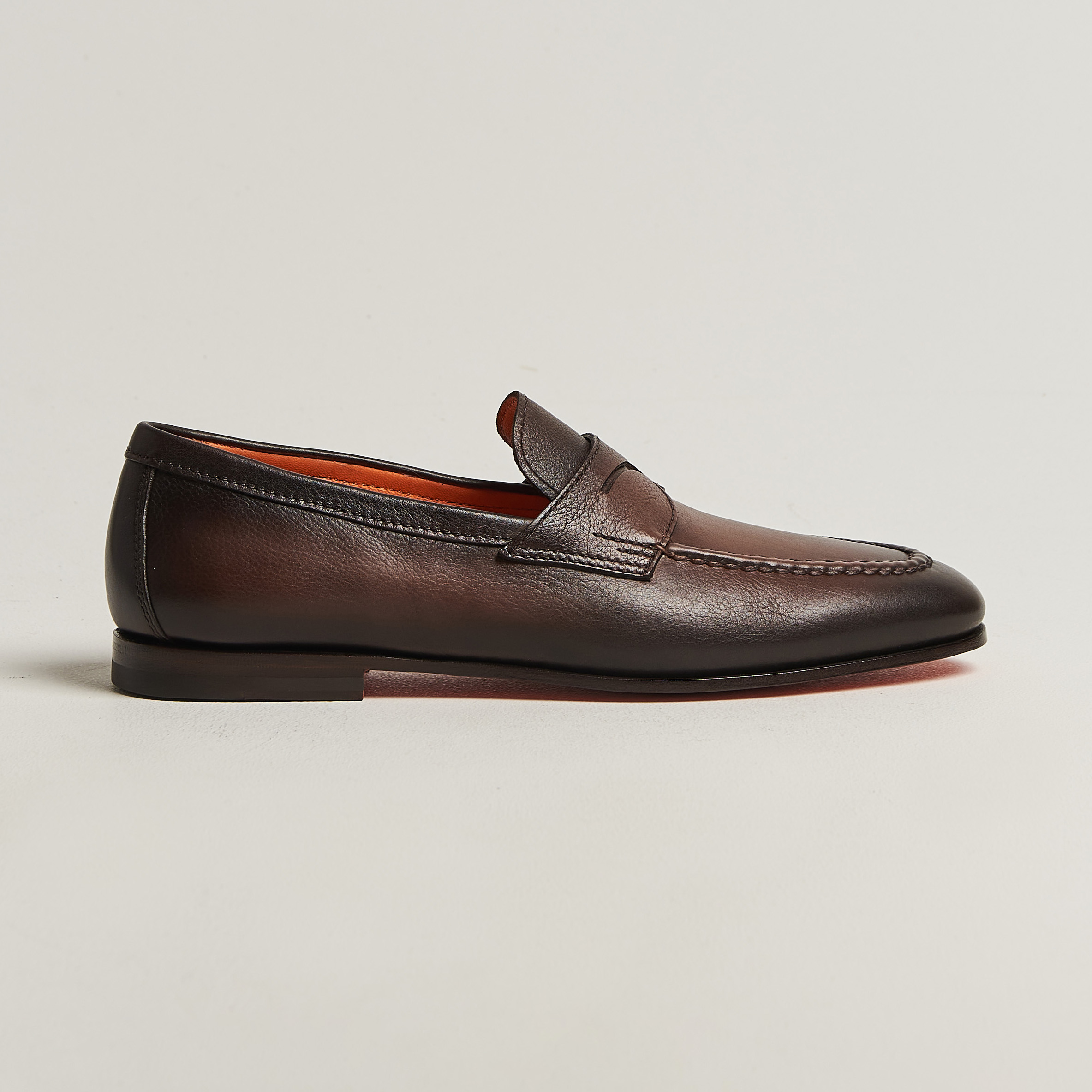 Santoni Penny Loafers Dark Brown Calf at CareOfCarl.com