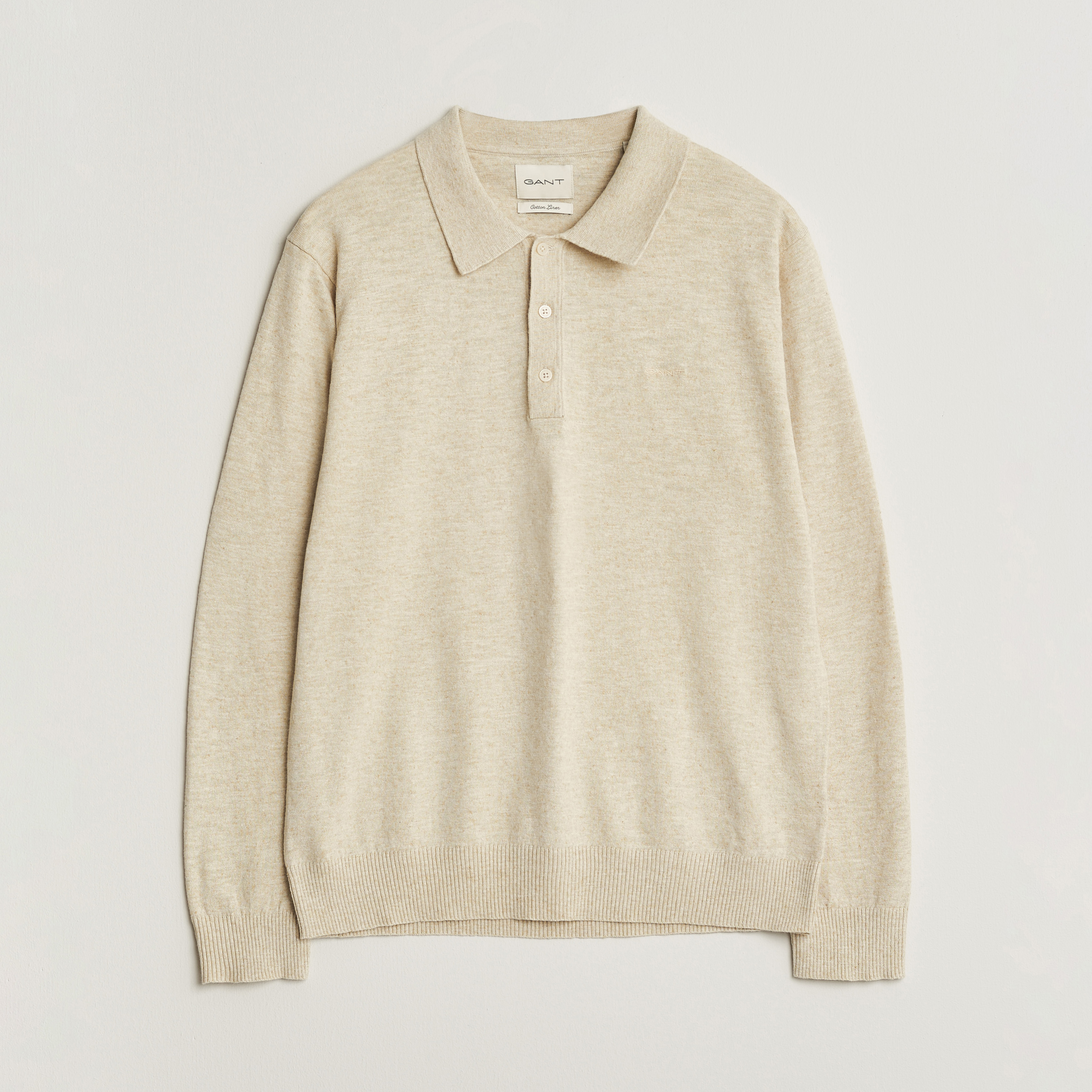 GANT Cotton/Linen Slub Knitted Polo Seed Melange at CareOfCarl.com