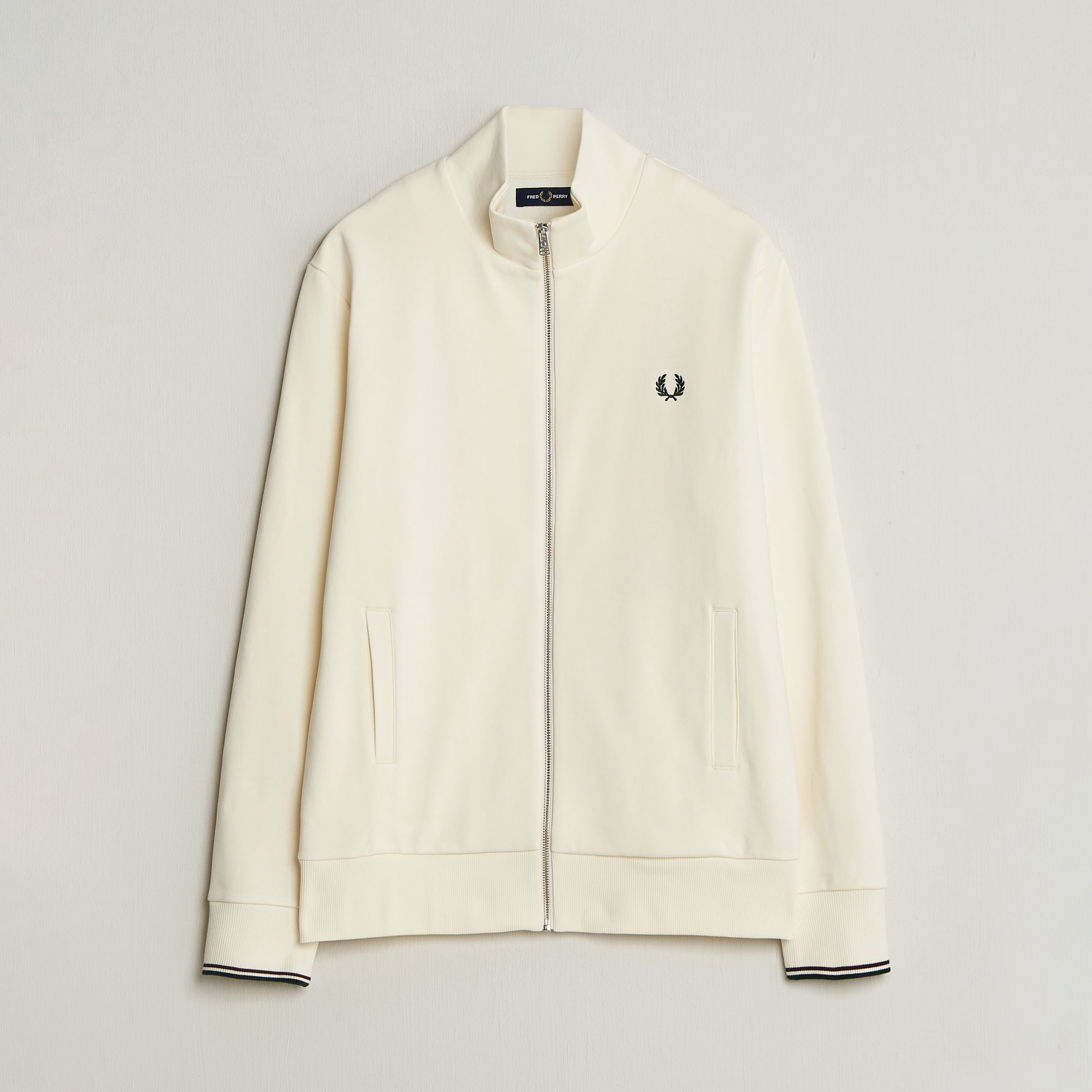Fred Perry Full Zip Sweatshirt Ecru at CareOfCarl.com