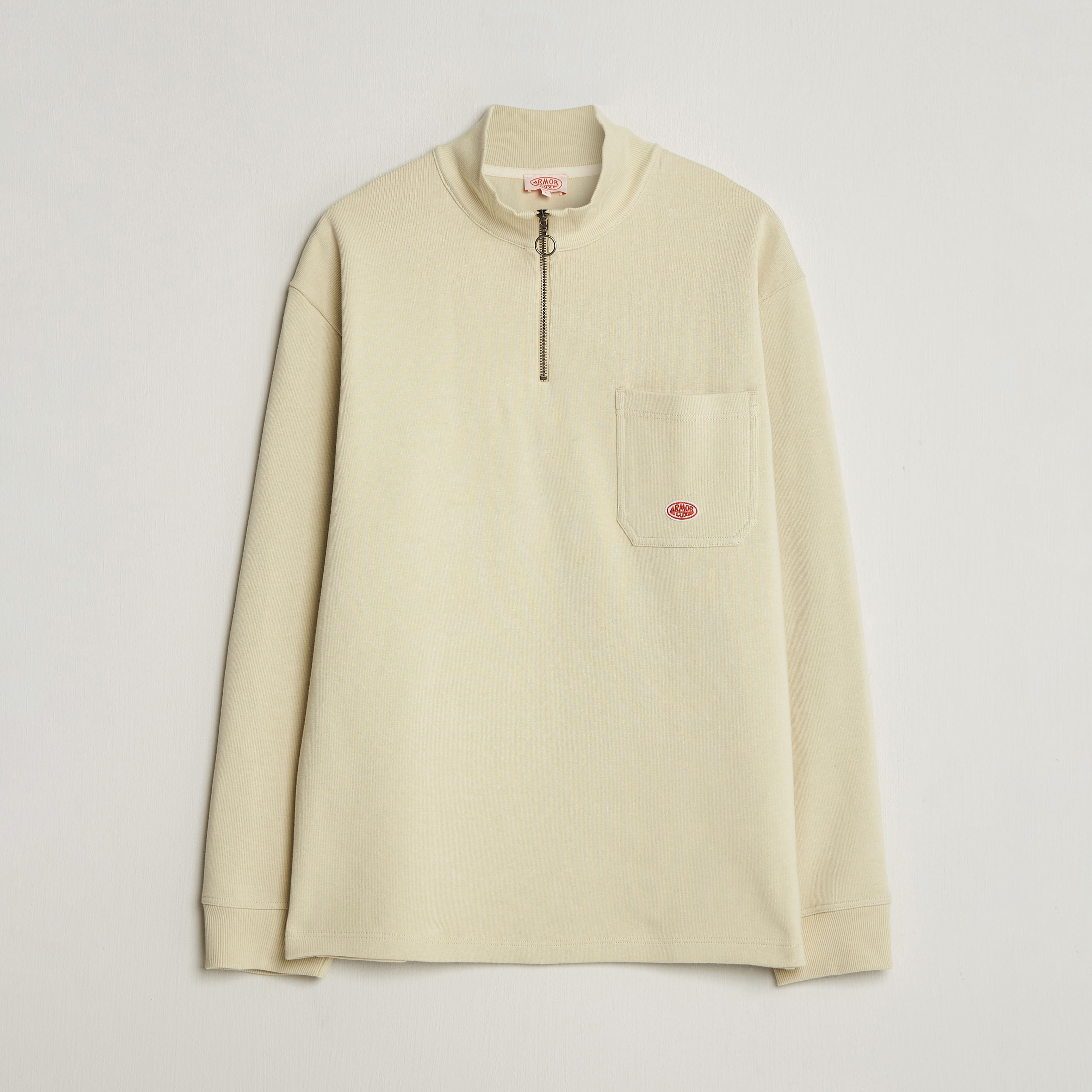 Armor-lux Camionneur Cotton Half Zip Sweater Gravel at CareOfCarl.com