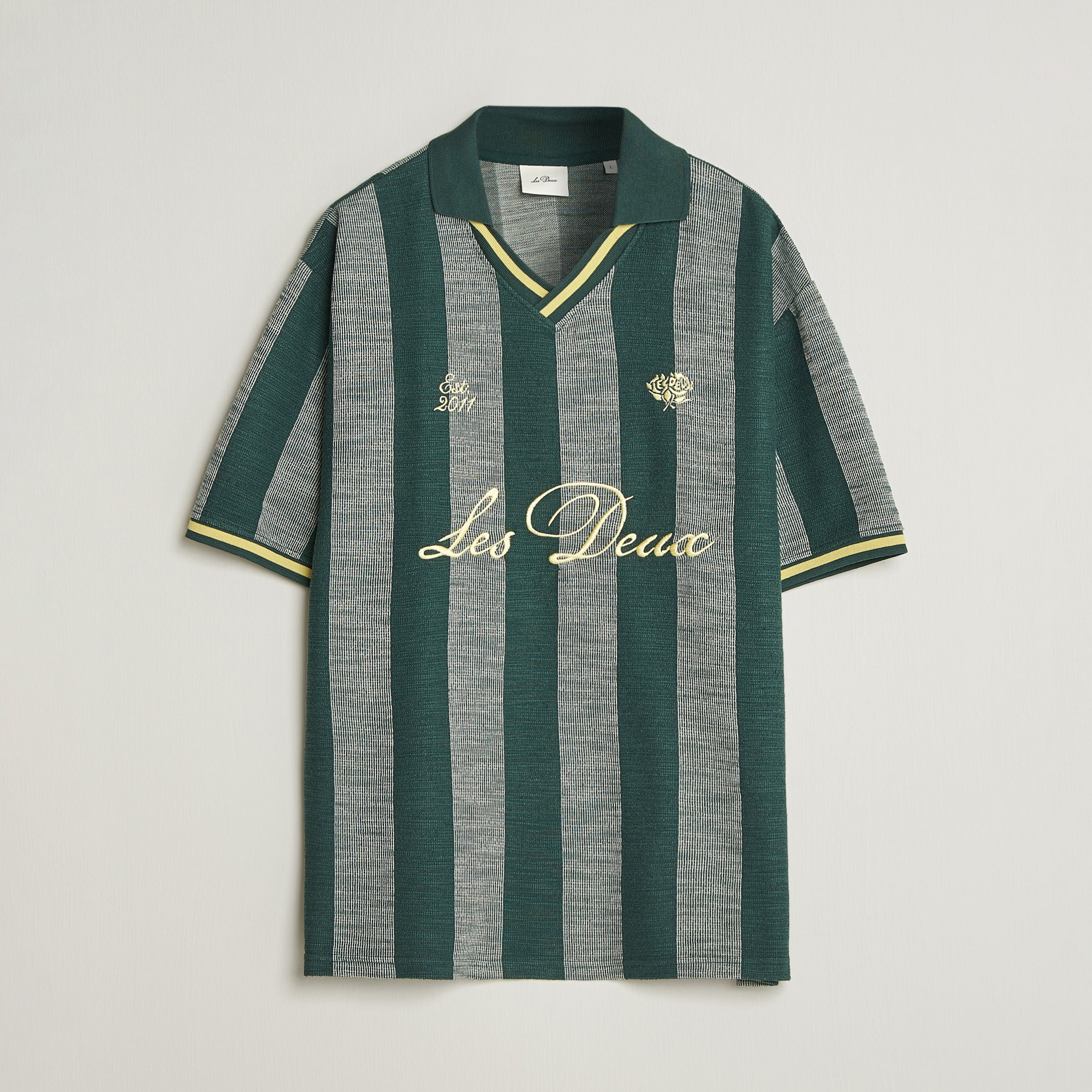 Les Deux Stripe Jacquard Football Jersey Pine Green at CareOfCarl.com