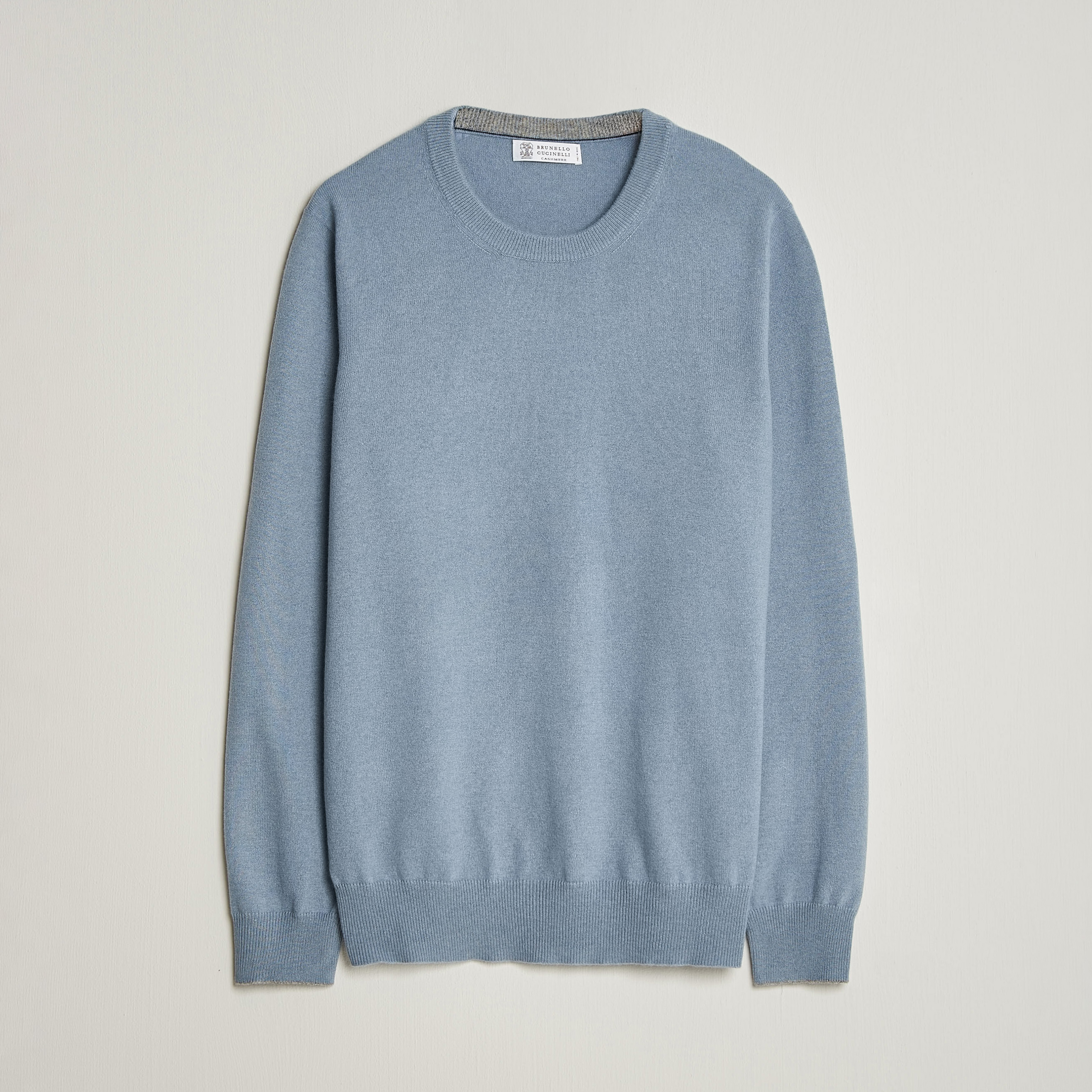 Brunello Cucinelli 2 Ply Cashmere Pullover Denim Blue at