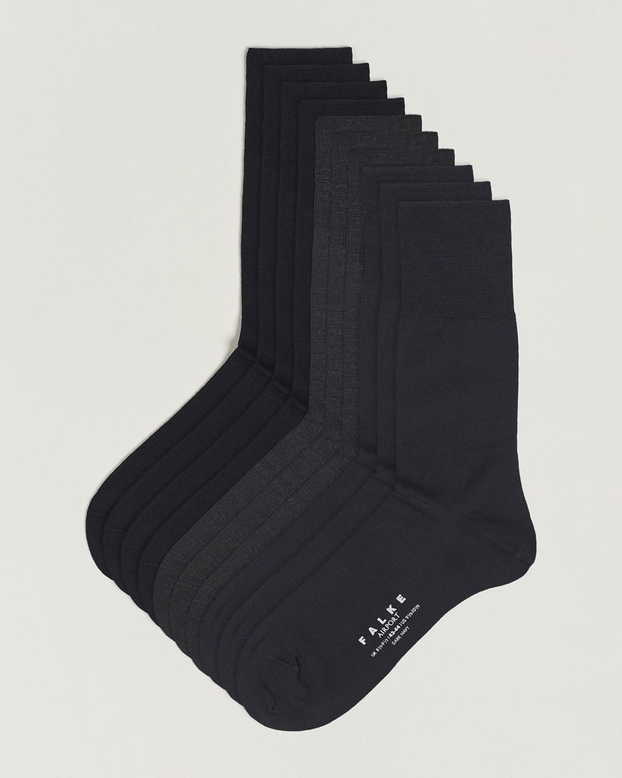 10-Pack Airport Socks Black/Dark Navy/Anthracite Melange – Black