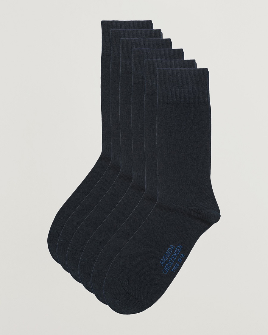 Amanda Christensen 6-Pack True Cotton Socks Dark Navy – Blue