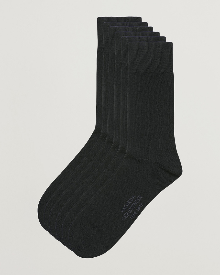Amanda Christensen 6-Pack True Cotton Socks Black – Black