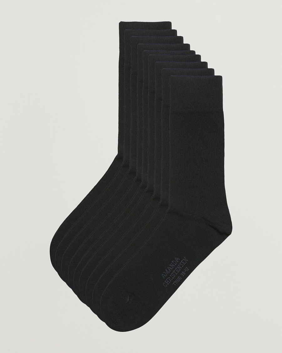 Amanda Christensen 9-Pack True Cotton Socks Black – Black