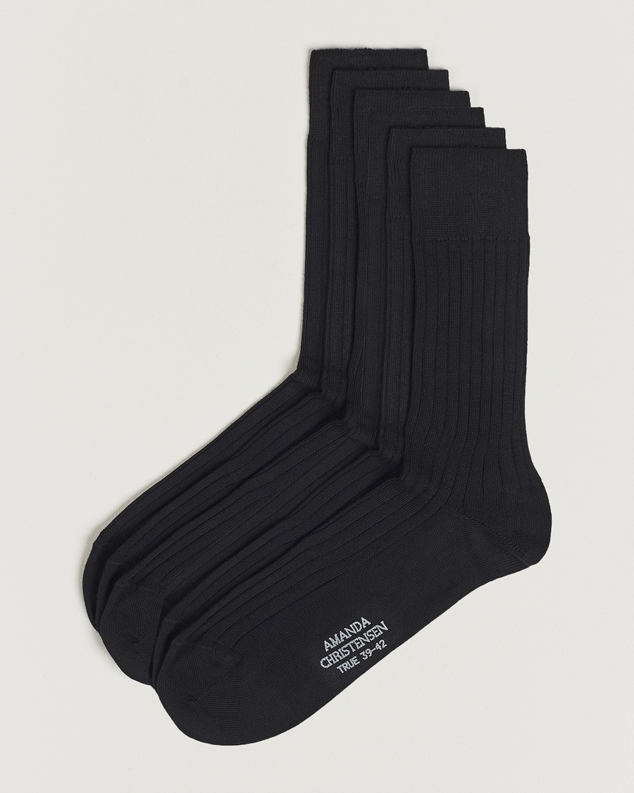 Men | Everyday Socks | Amanda Christensen | 6-Pack True Cotton Ribbed Socks Black
