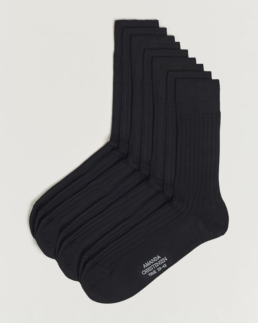 Men | Everyday Socks | Amanda Christensen | 9-Pack True Cotton Ribbed Socks Black