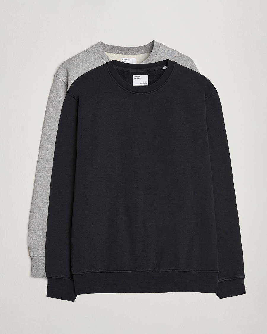 Colorful Standard 2-Pack Classic Organic Crew Neck Sweat Heather Grey/Deep Black – Black