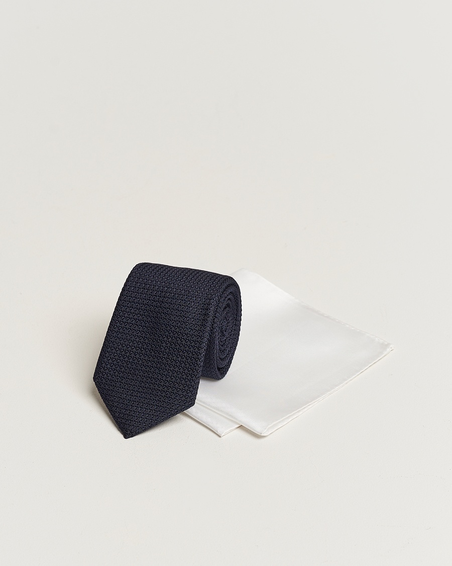Amanda Christensen Set Tie Navy & Handkercheif White – Blue