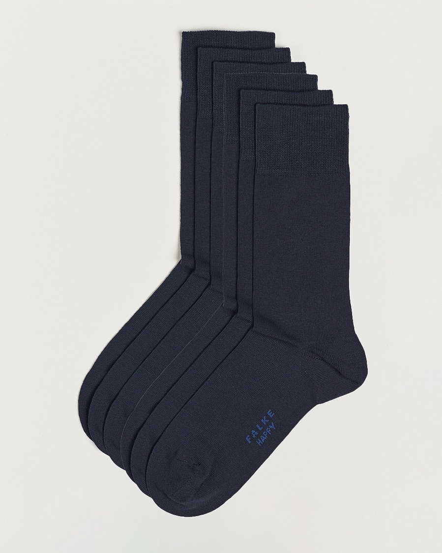 Men | Everyday Socks | Falke | 6-pack Happy Cotton Socks Navy