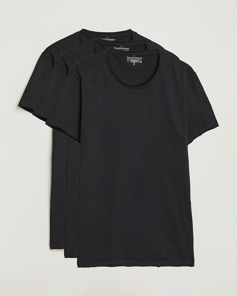 Men | T-Shirts | Bread & Boxers | 3-pack Crew Neck Relaxed Black