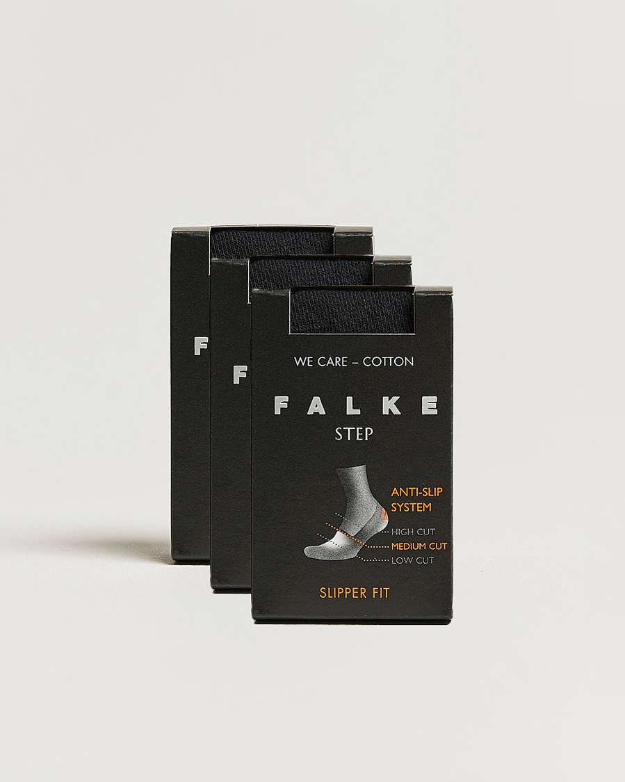 Men | Ankle Socks | Falke | 3-pack Step In Box Loafer Socks Black