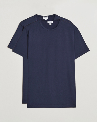 Men | Old product images | Sunspel | 2-Pack Crew Neck Q82 Cotton T-Shirt Navy