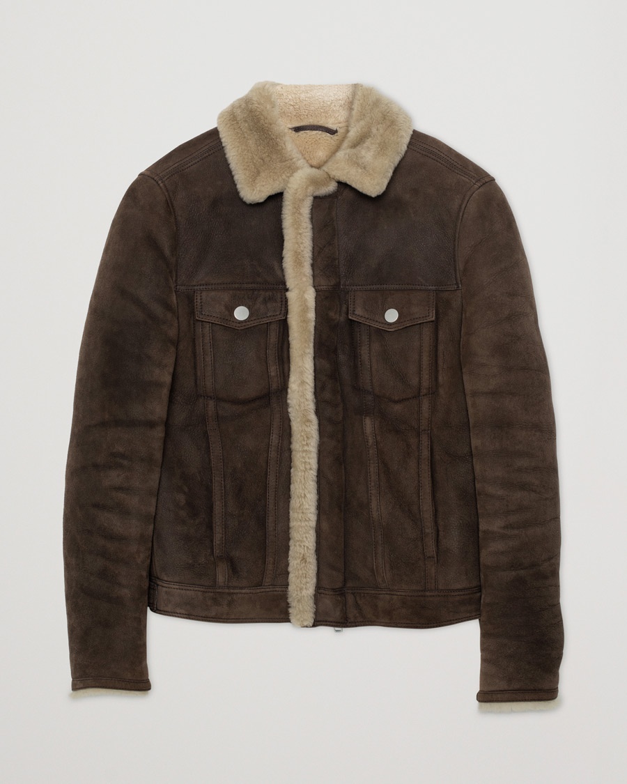 Pre-owned J.Lindeberg Redster Mud Shearling Suede Jacket Mud Brown – Brown