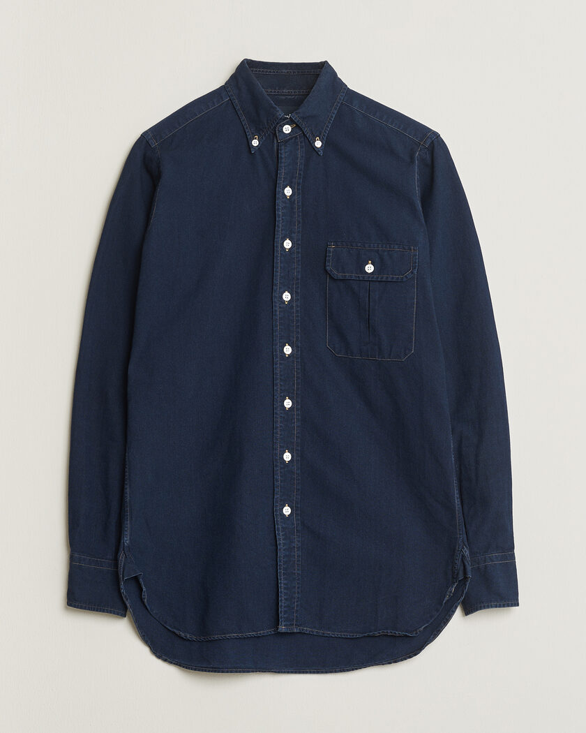 Drake's The American Flap B.O Oxford Shirt Navy 15,5(39 - M) – Blue