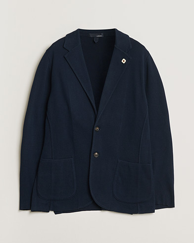 Pre-owned Lardini Knitted Cotton Blazer Navy M – Blue