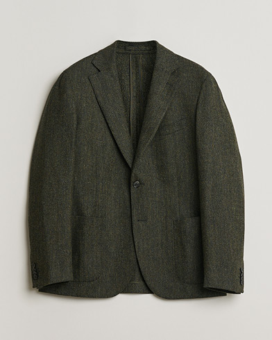 Pre-owned L.B.M. 1911 Herringbone Wool Blazer Green 52 – Green