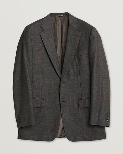 Pre-owned Corneliani Check Wool Blazer Brown 50 – Brown
