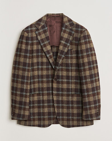 ★シルク混合★ BOGLIOLI チェック K.JACKET イタリア製 茶 L Boglioli K Jacket Check Wool & Silk Blazer Navy 54 at CareOfCarl.com
