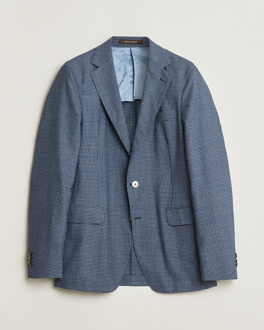 Pre-owned Oscar Jacobson Evens Checked Blazer Blue 50 – Blue