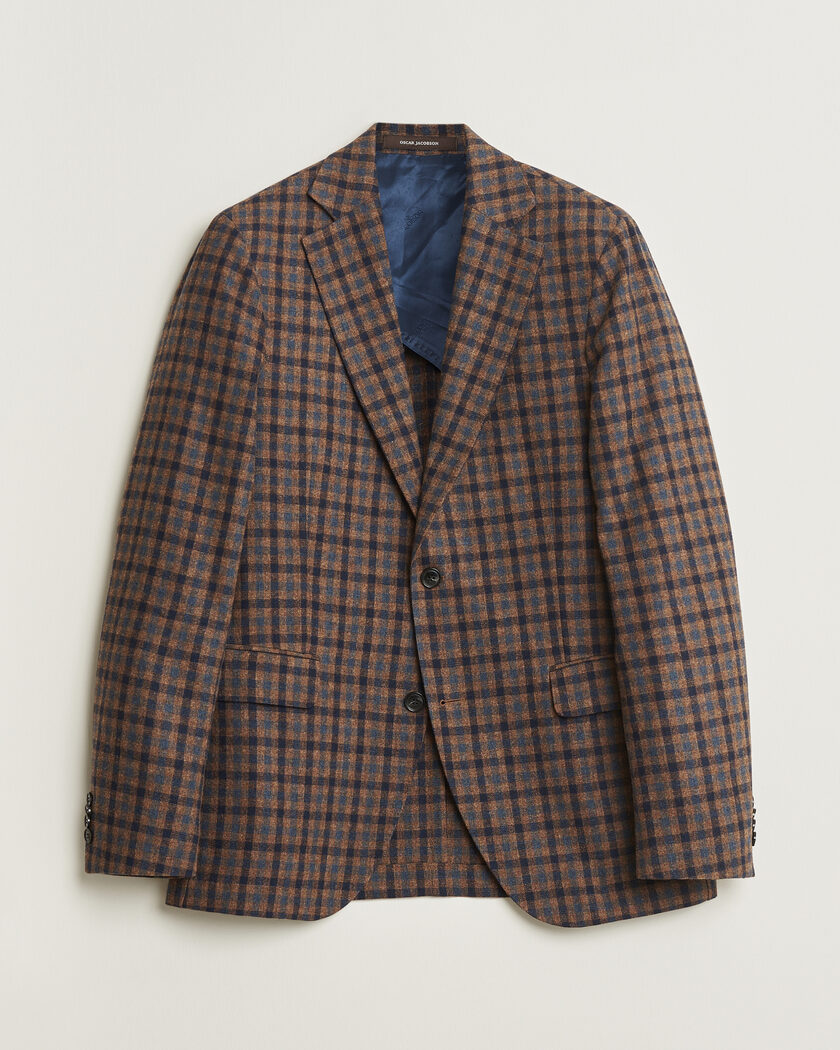 Pre-owned Oscar Jacobson Egel Checked Wool Blazer Brown 50 – Brown