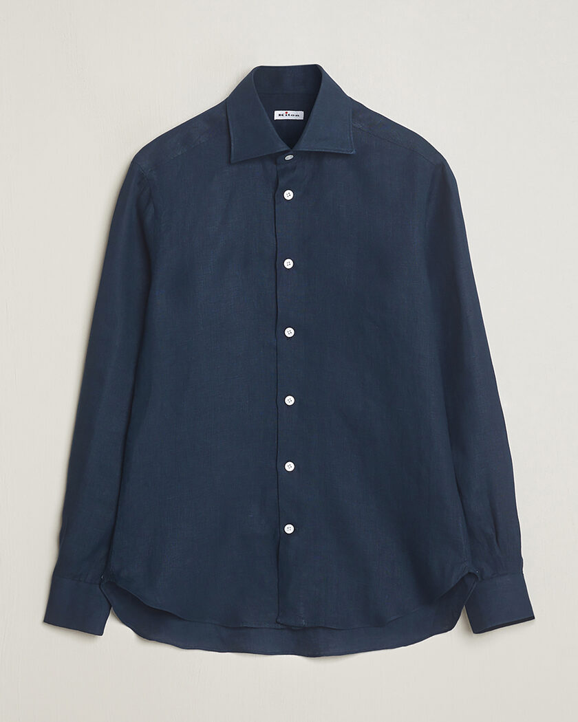 Kiton Linen Sport Shirt Navy 38 - S – Blue