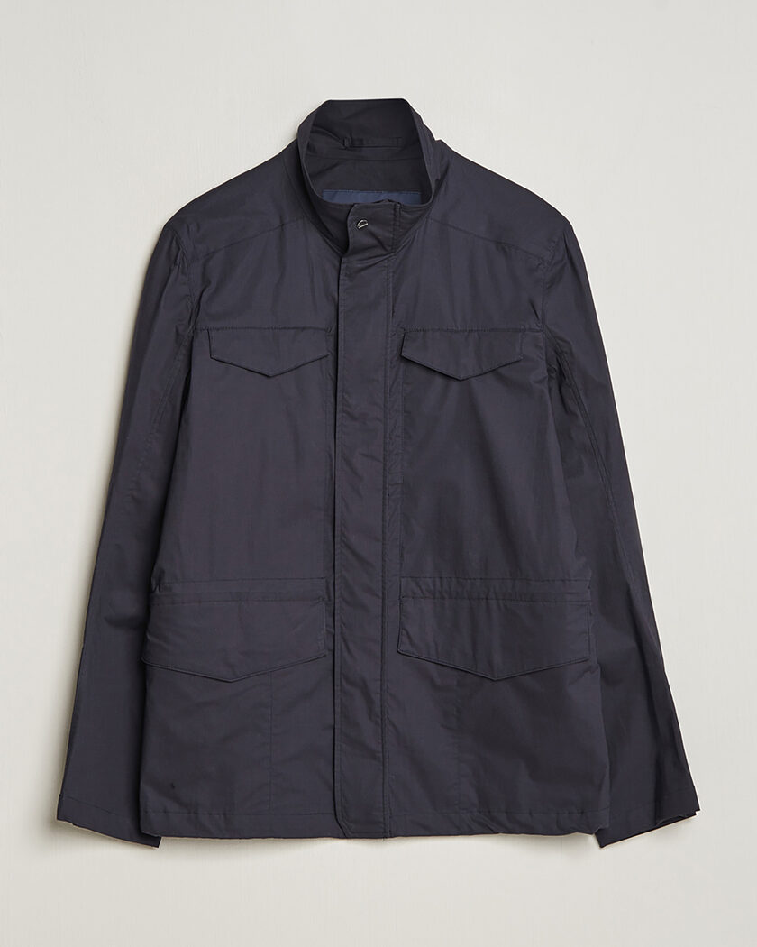 Pre-owned Herno Lightwieght Cotton Field Jacket Navy 50 – Blue