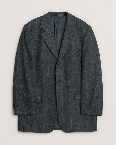 Pre-owned BOSS Vintage Wool Checked Blazer Navy 48 – Blue