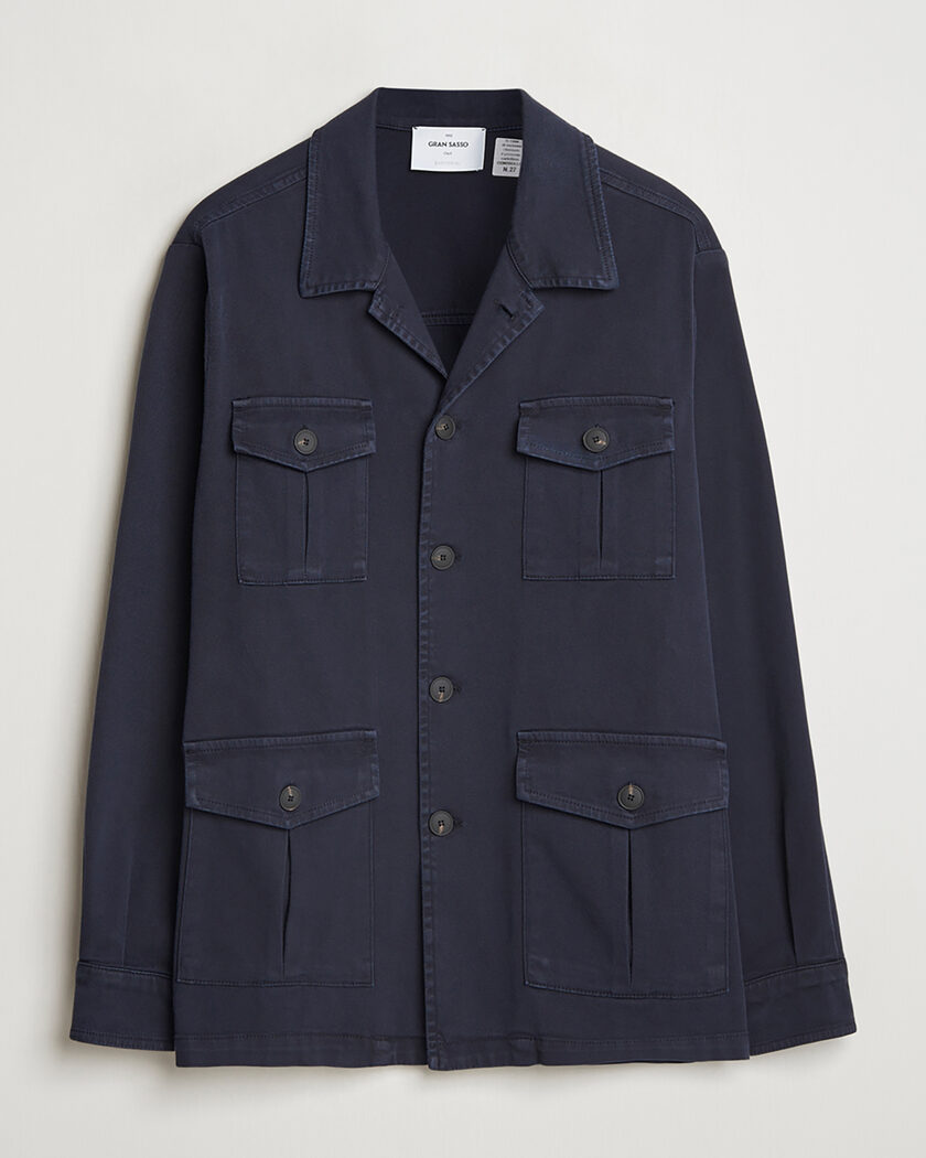 Gran Sasso Cotton Twill Safari Jacket Navy 50 – Blue