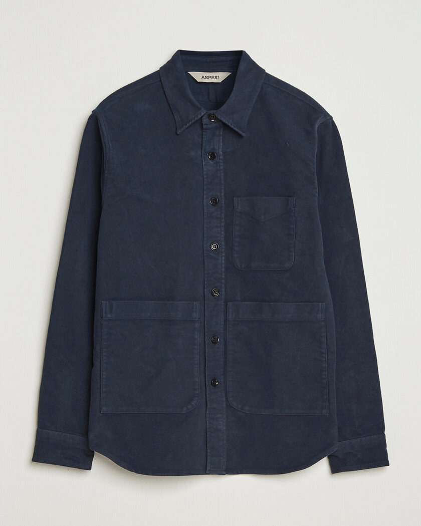 Pre-owned Aspesi Moleskine Utility Shirt Navy XL – Blue