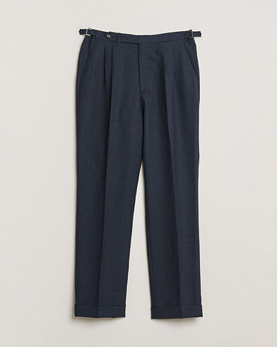 Pre-owned Berg&Berg High Waisted Double Pleated Wool Trousers Blue 52 – Blue
