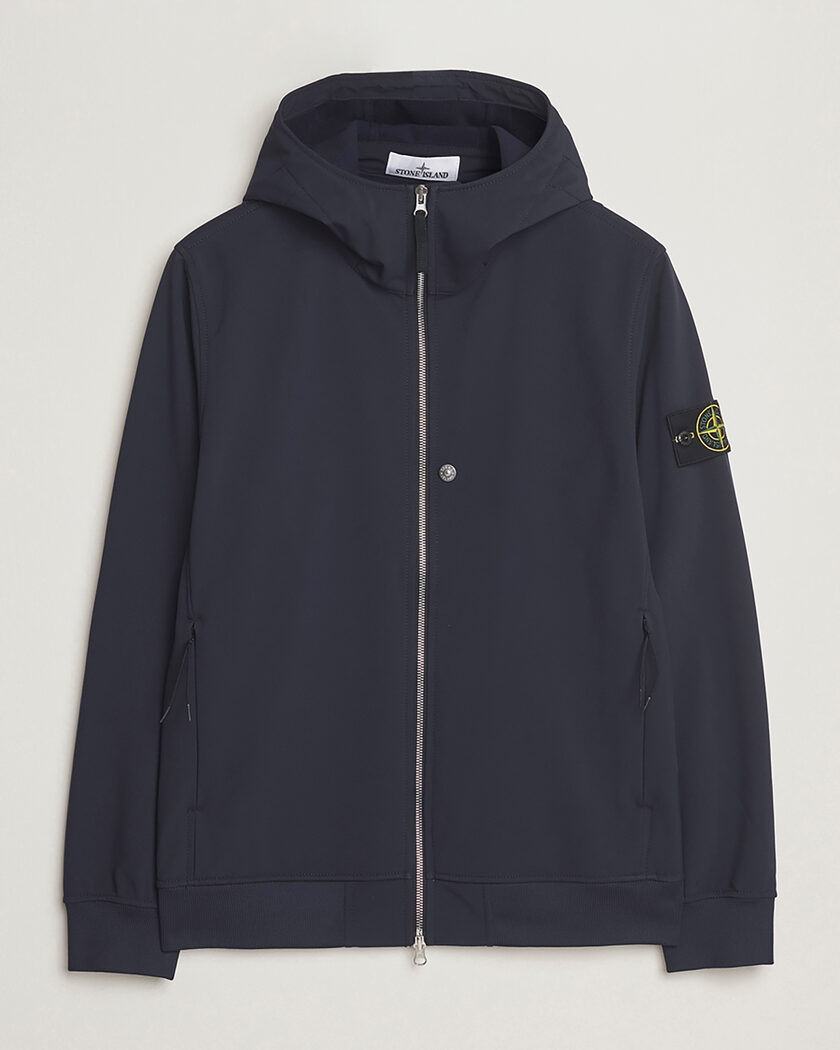 Pre-owned Stone Island Soft Shell Re-Dyed Lined Hood Jacket Navy L – Blue