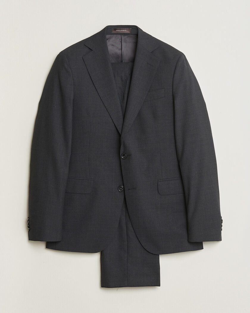 Pre-owned Oscar Jacobson Ego Wool Suit Dark Grey 46 – Grey