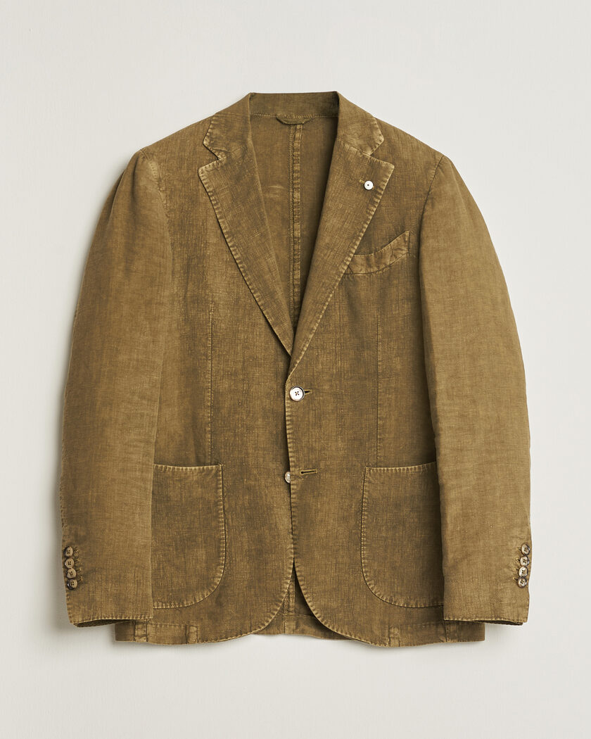 Pre-owned L.B.M. 1911 Jack Regular Fit Linen Blazer Olive 46 – Green