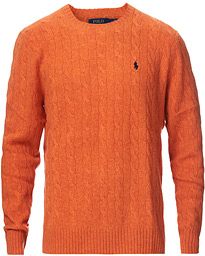  Wool/Cashmere Cable Crew Neck Pullover Orange Heather