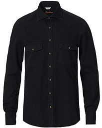  Slimline Washed Denim Shirt Black