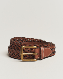  Leather Braided Belt Saddle Brown