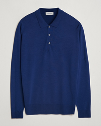  Belper Extra Fine Merino Polo Pullover Ink Blue