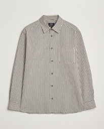  Rustic Cotton Striped Overshirt Black/White