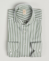  1899 Slimline Striped Cotton/Silk Shirt Green