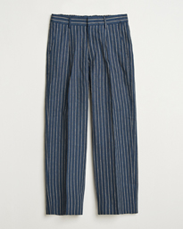  Kay Linen Pinstriped Trousers Navy Blue