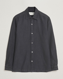  Clean Cut Linen Shirt Off Black