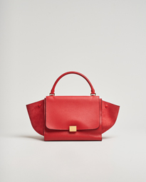  Trapeze Leather Suede Handbag Red Medium