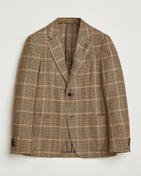  Wool/Cashmere Houndstooth Overcheck Blazer Brown