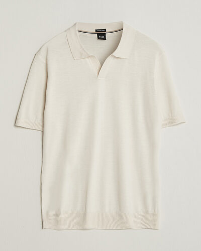 BOSS BLACK Lantoni Knitted Polo Open White