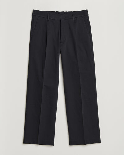 NN07 Kay Relaxed Fit Pleated Cotton Trousers Navy Blue